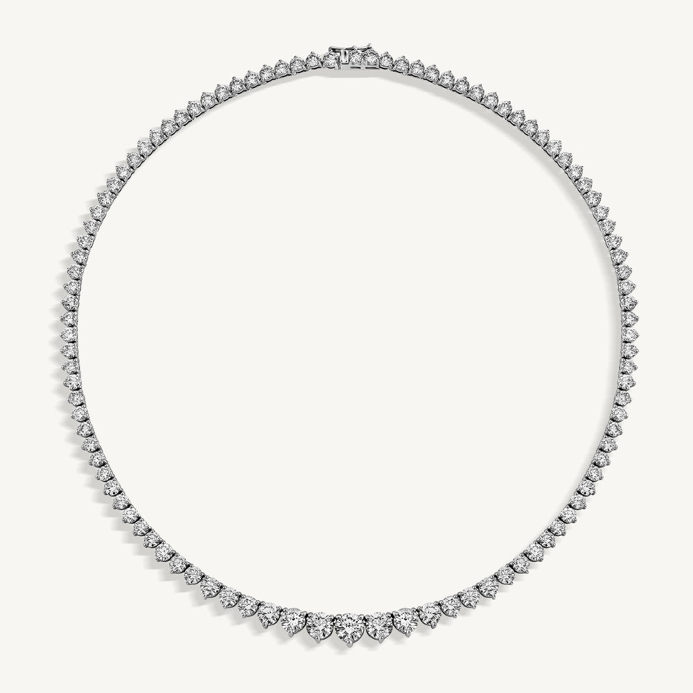 Three Prong Graduating Diamond Tennis Necklace