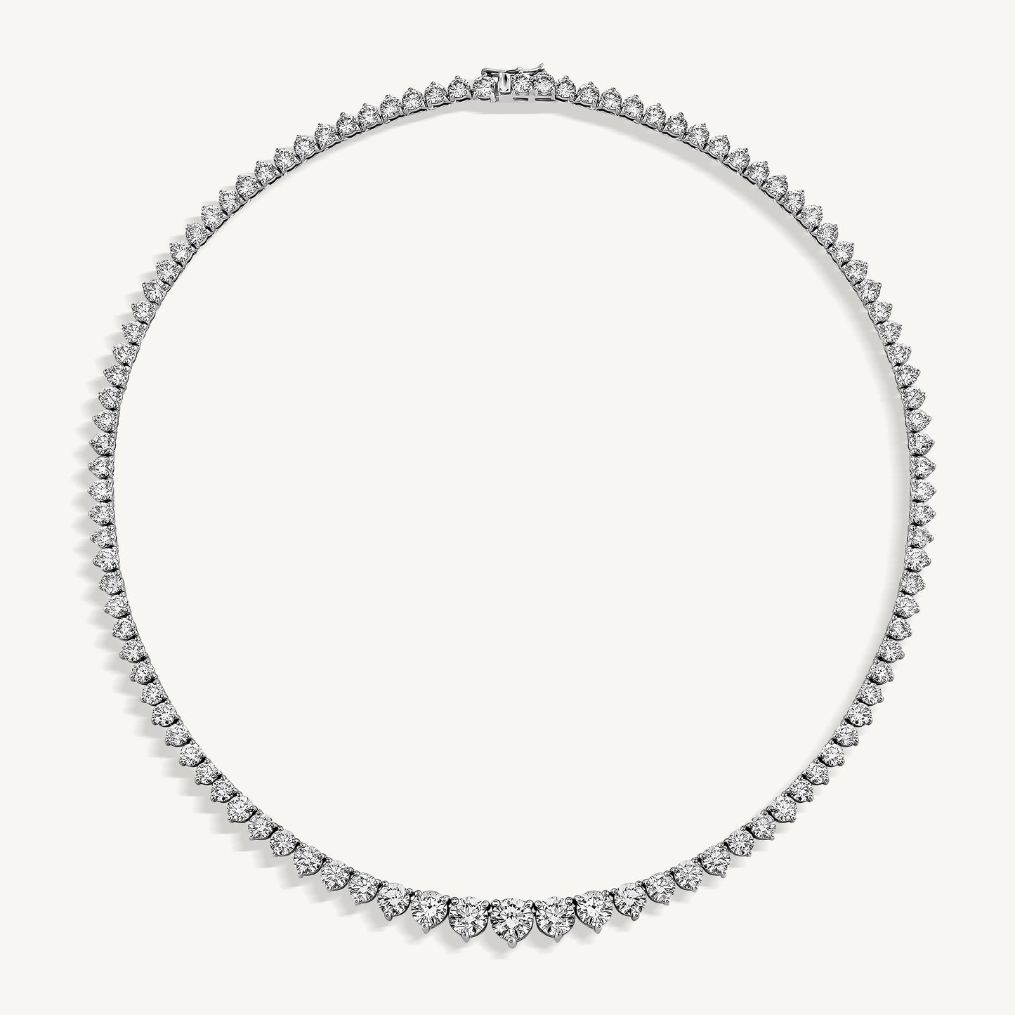 Three Prong Graduating Diamond Tennis Necklace