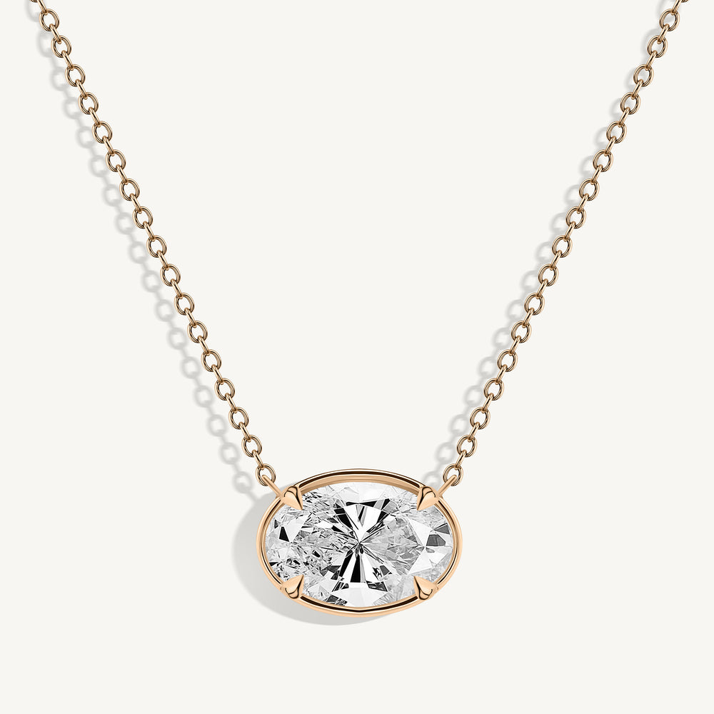 East West Oval Diamond Lunar Pendant