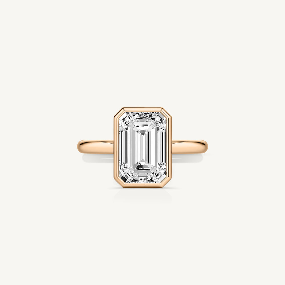 Emerald Cut Bezel Set Engagement Ring