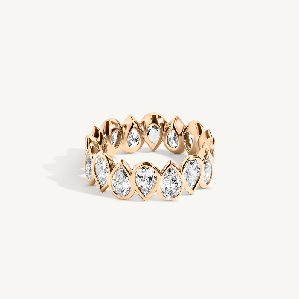 Reverse Pear Bezel Set Eternity Band