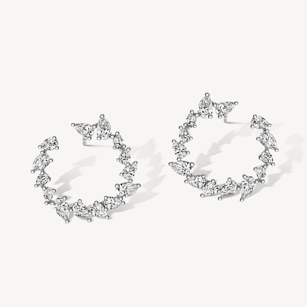 Pear Diamond Open Hoop Earrings