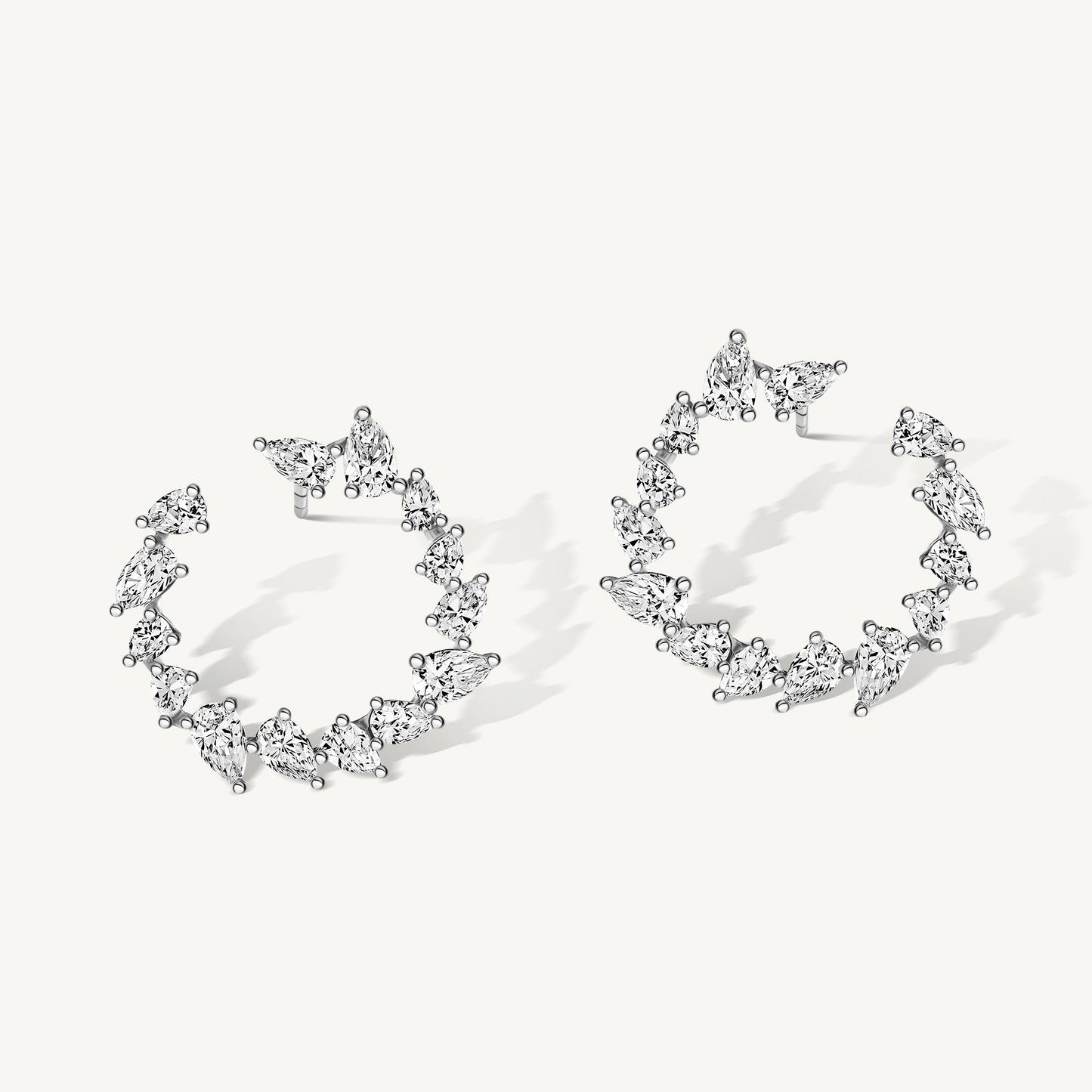 Pear Diamond Open Hoop Earrings