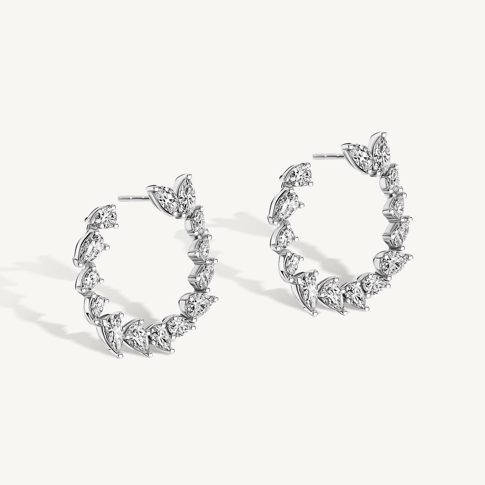 Pear Diamond Open Hoop Earrings