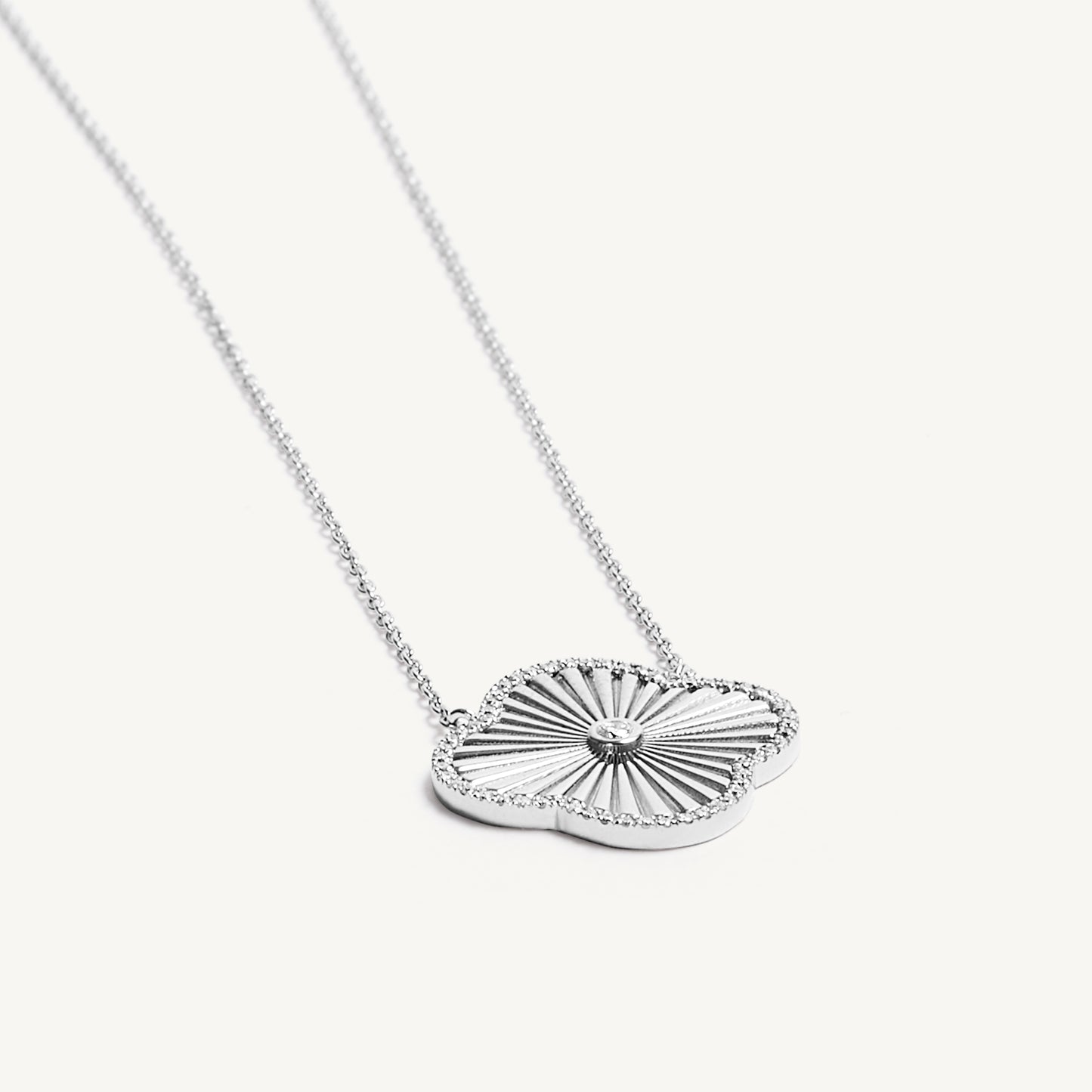 
                  
                    Fluted Clover Pave Diamond Necklace
                  
                