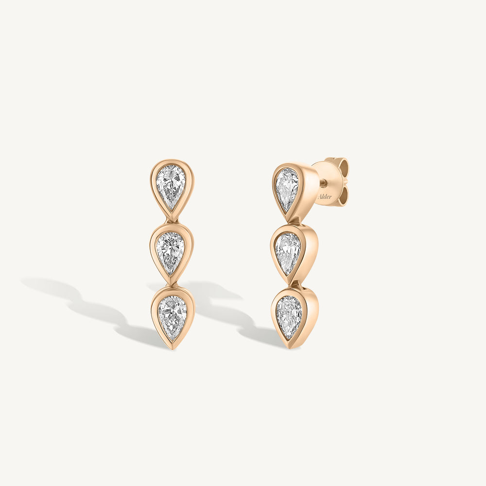 Mini Pear Diamond Bezel Set Earrings