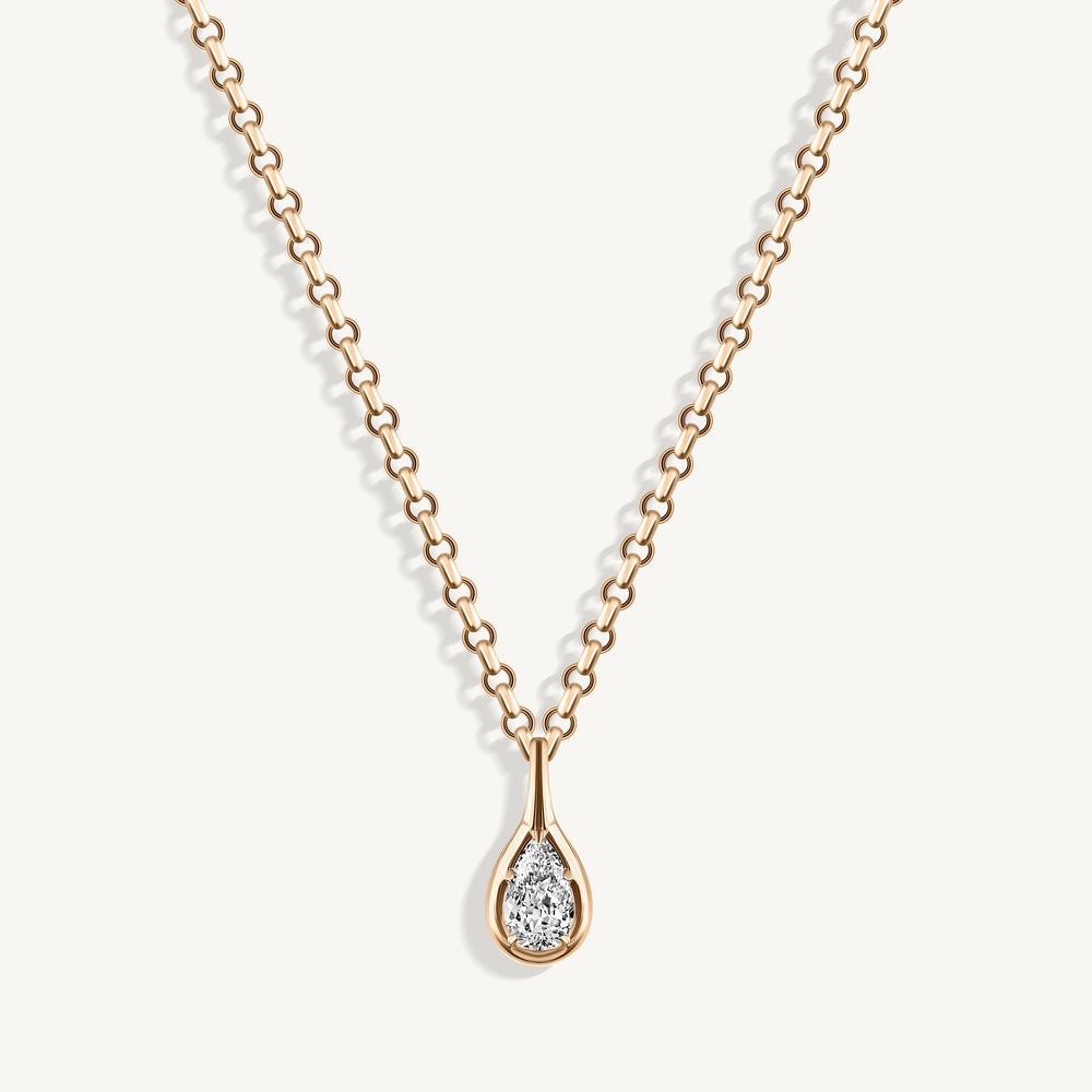 Pear Diamond Lunar Pendant Necklace