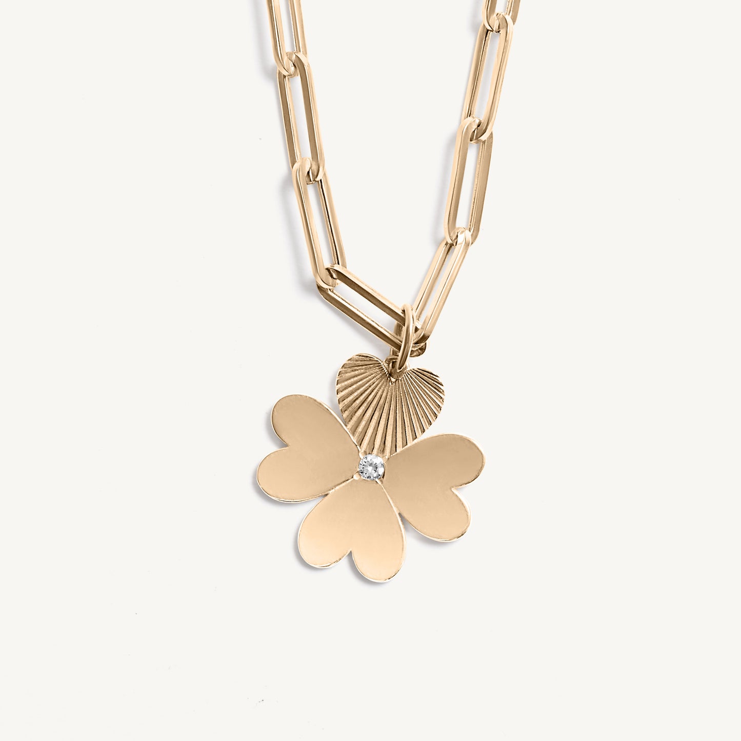 
                  
                    Heart Clover with Diamond Charm
                  
                