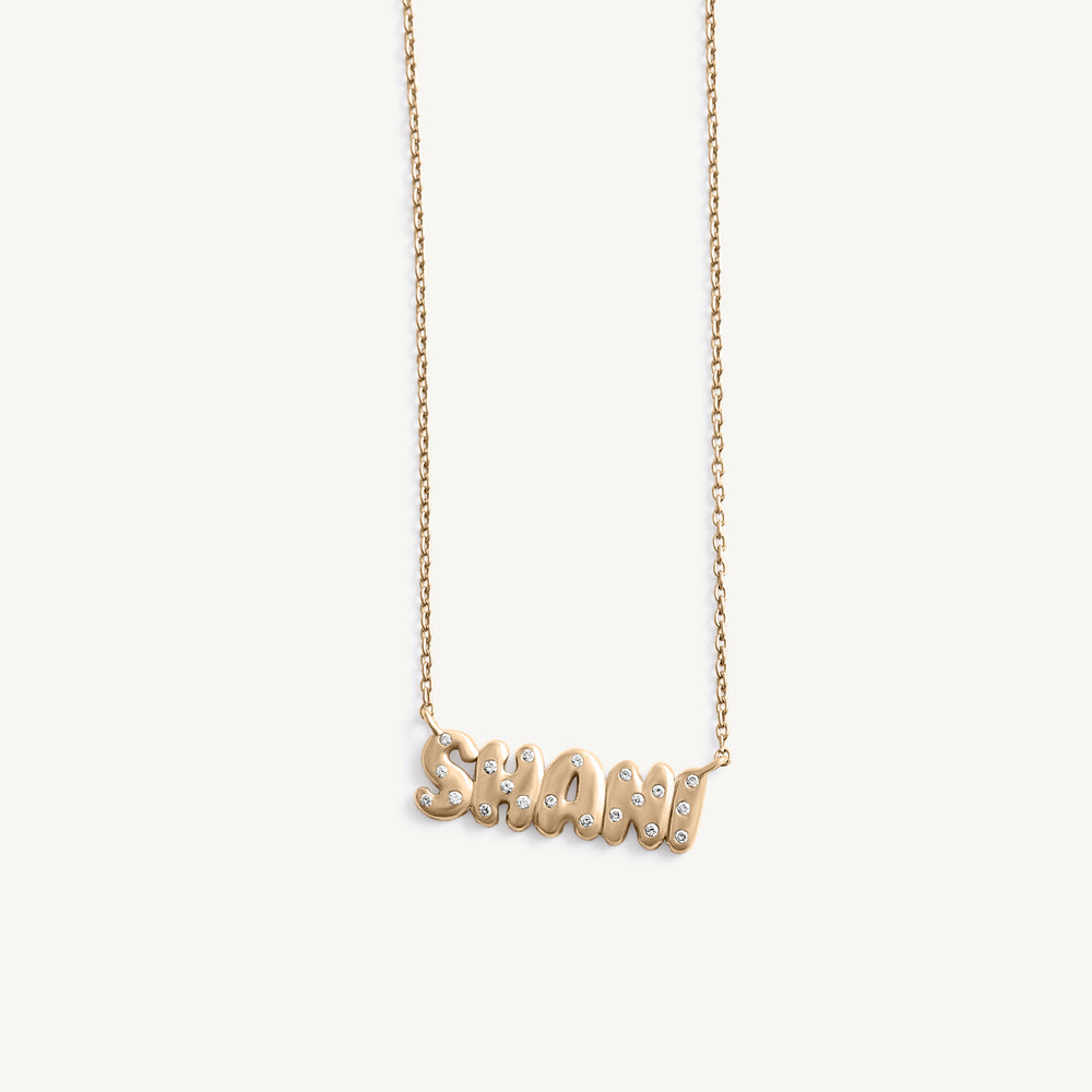 Helium Diamond Inlay Name Necklace