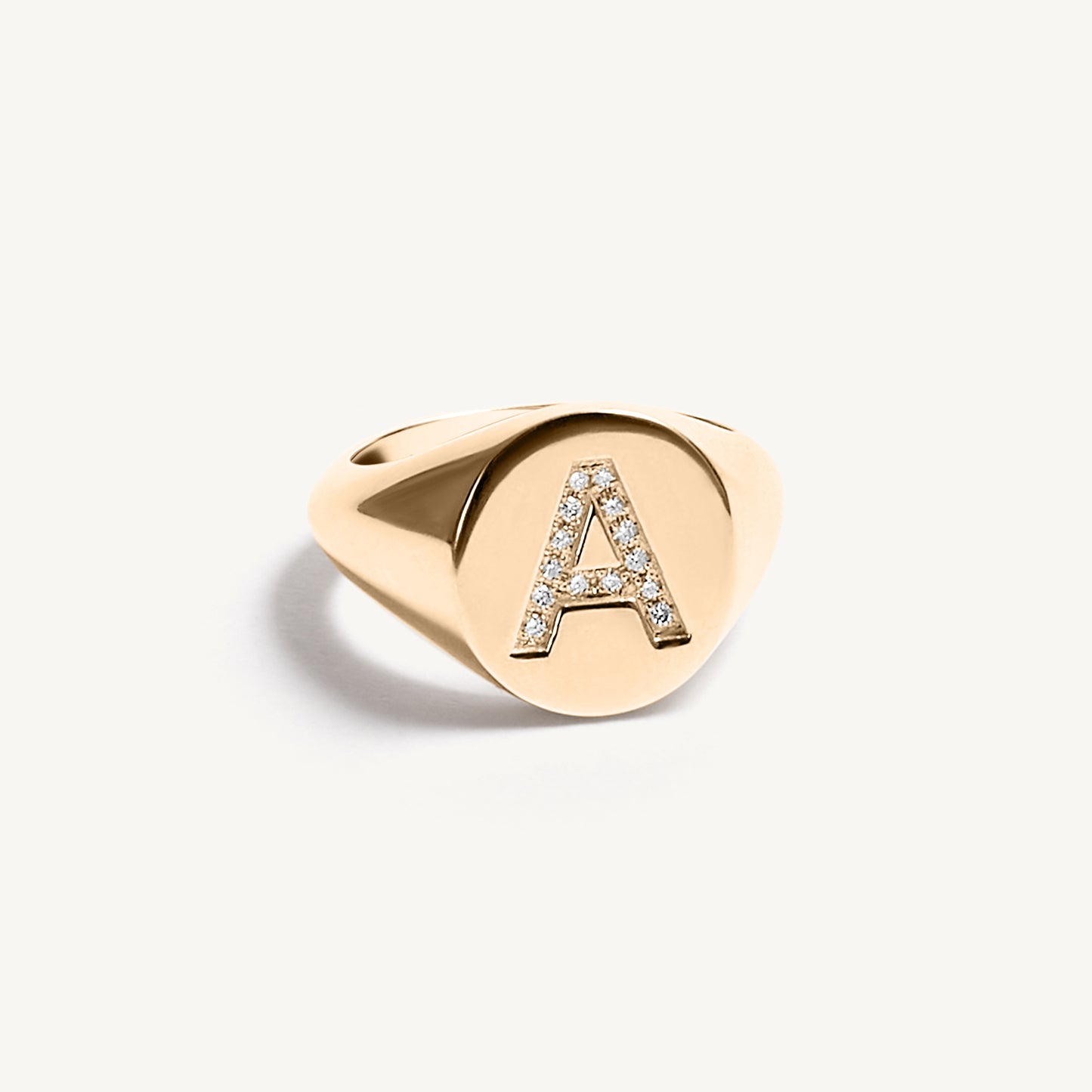 
                  
                    Pave Diamond Initial Signet Ring
                  
                