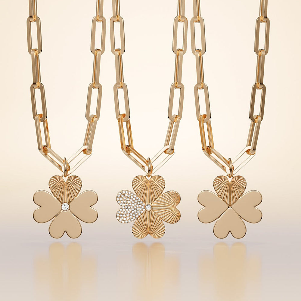 
                  
                    Heart Clover with Diamond Charm
                  
                