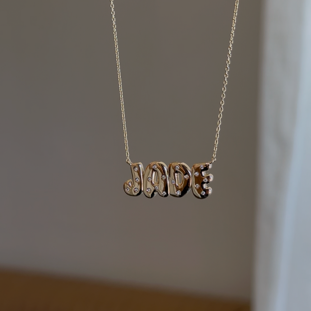 Helium Diamond Inlay Name Necklace