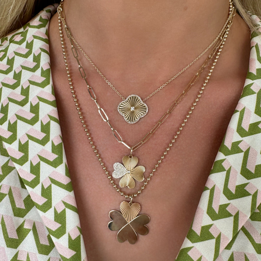 
                  
                    Fluted Clover Pave Diamond Necklace
                  
                