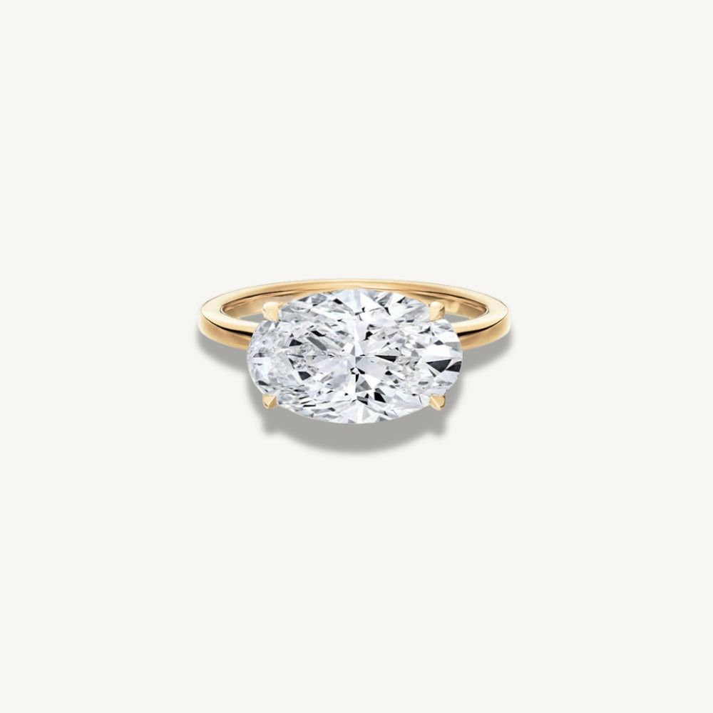 East West Oval Cut Solitaire Engagement Ring