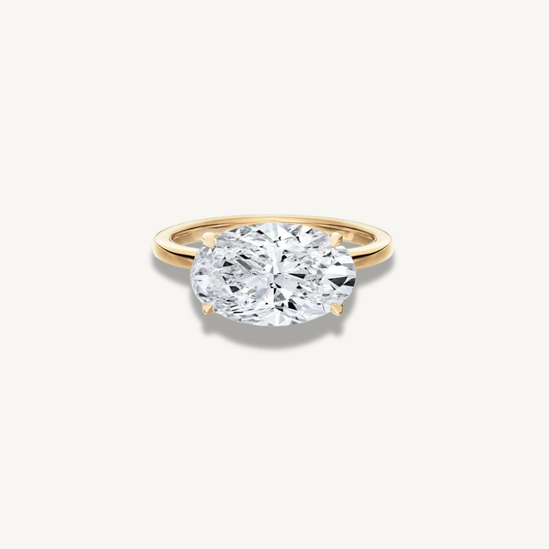 East West Oval Cut Solitaire Engagement Ring