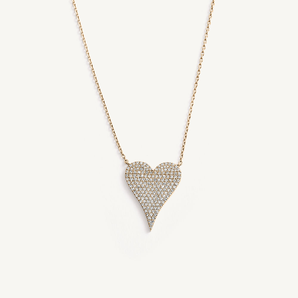 Large Pave Diamond Heart Necklace