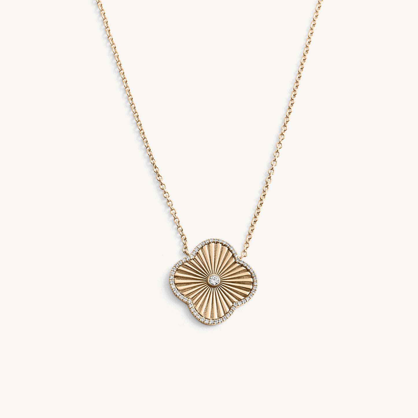 
                  
                    Fluted Clover Pave Diamond Necklace
                  
                