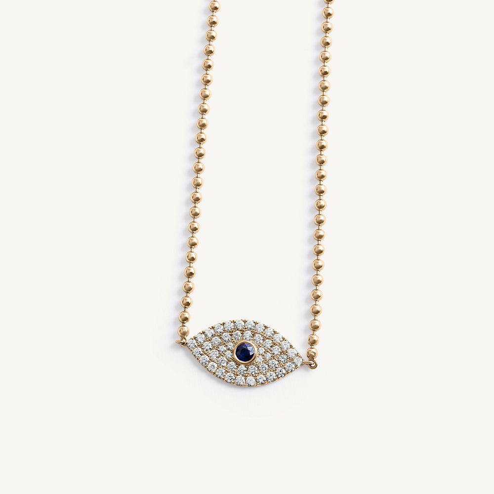 Sapphire Diamond Evil Eye Bead Necklace